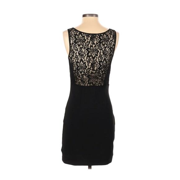Ecote Cocktail Mini Little Black Dress Size Small Velour Lace Panels Sexy Fitted - Picture 2 of 4